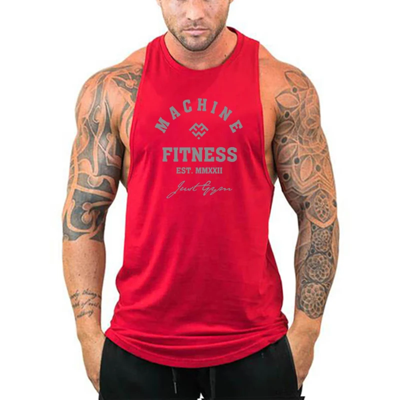 MACHINE FITNESS JUST GYM Bodybuilding Tank Top Mens Workout Vest Cotton Sleeveless shirt Jogger clothing Muscle Stringer Singlet