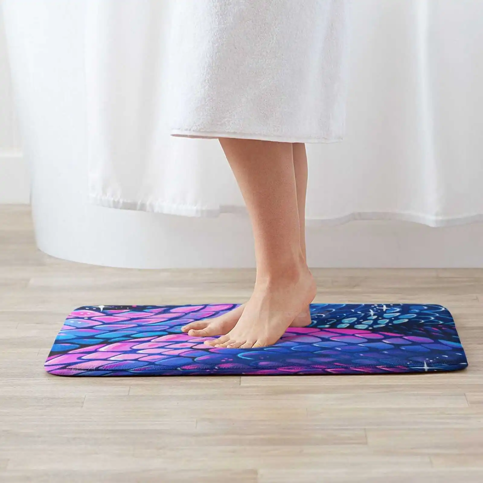 Slither 3D Household Goods Mat Rug Carpet Foot Pad Snakes Reptiles Python Boa Animals Scales Dragon Colorful Pink Blue Sparkly