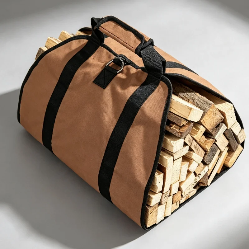Firewood Carrier Bag with Handle Heavy Duty Large Log Tote, Durable Oxford Cloth Firewood Log Holder for Outdoor Use