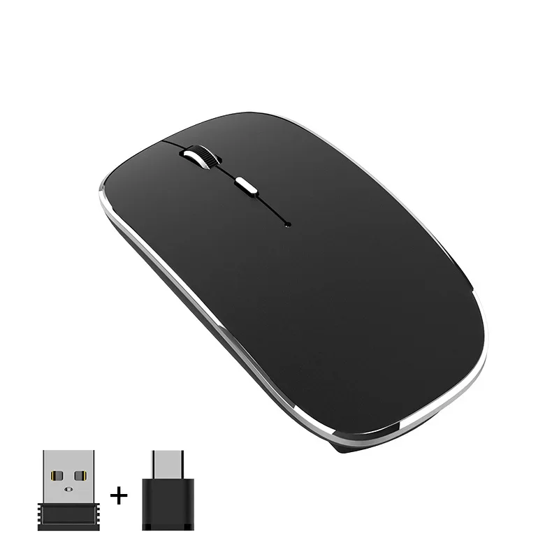 

New Type-C Wireless Mouse 2.4G Dual Receiver Mute raton gaming inalambrico mouse rechargeable