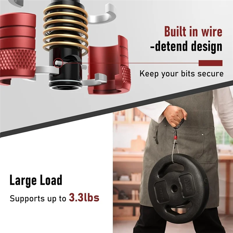 AC88-Upgrade Drill Bit Holder Key Chain 6Pcs 1/4 Bit Holder For Impact Driver Include Keychain Carabiner