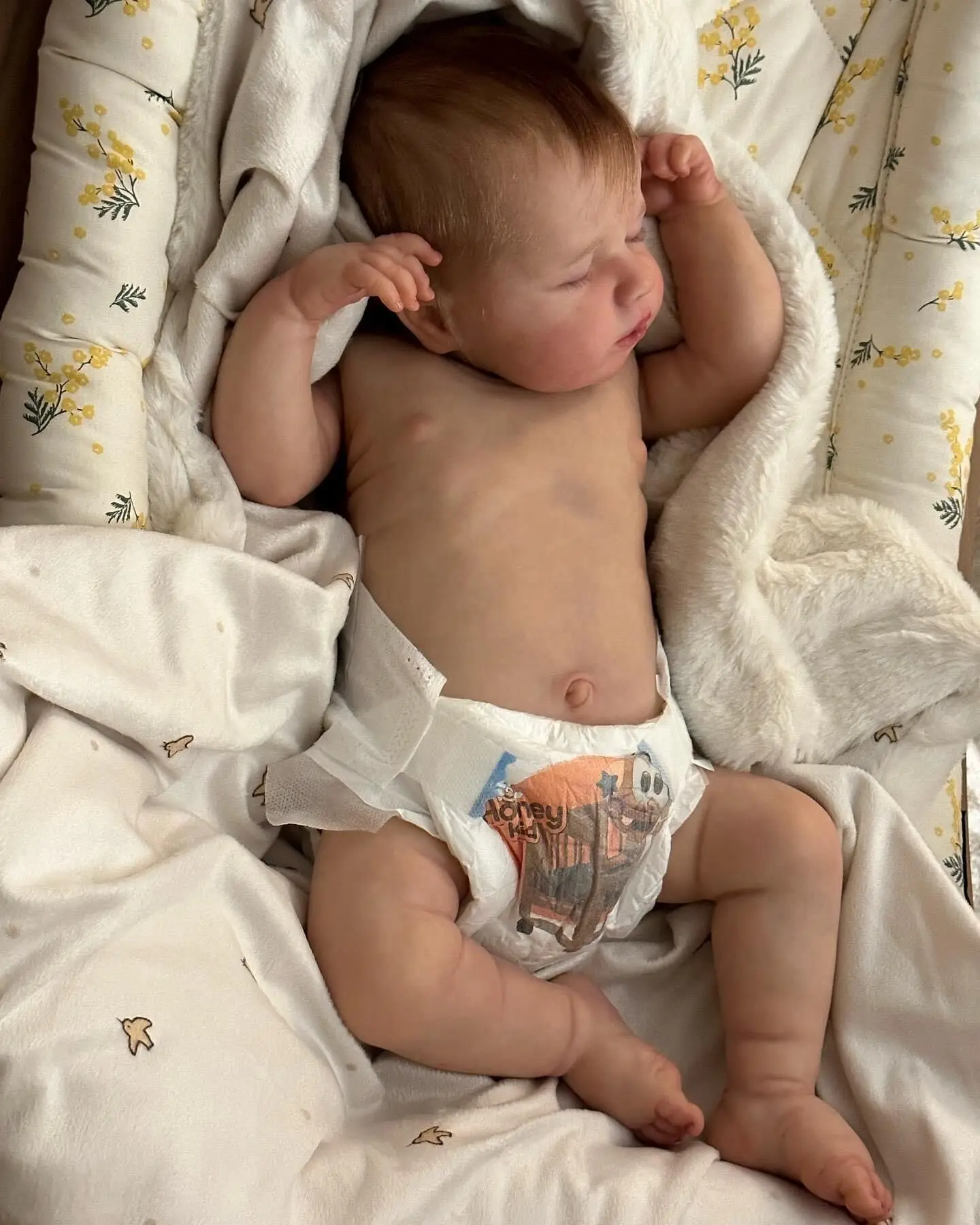 NPK 49CM Realistica Neonato Reborn Baby Doll Asleep Loulou Full Couddly Corpo 3D Pelle Vene visibili Fatta a mano di alta qualità Collectib