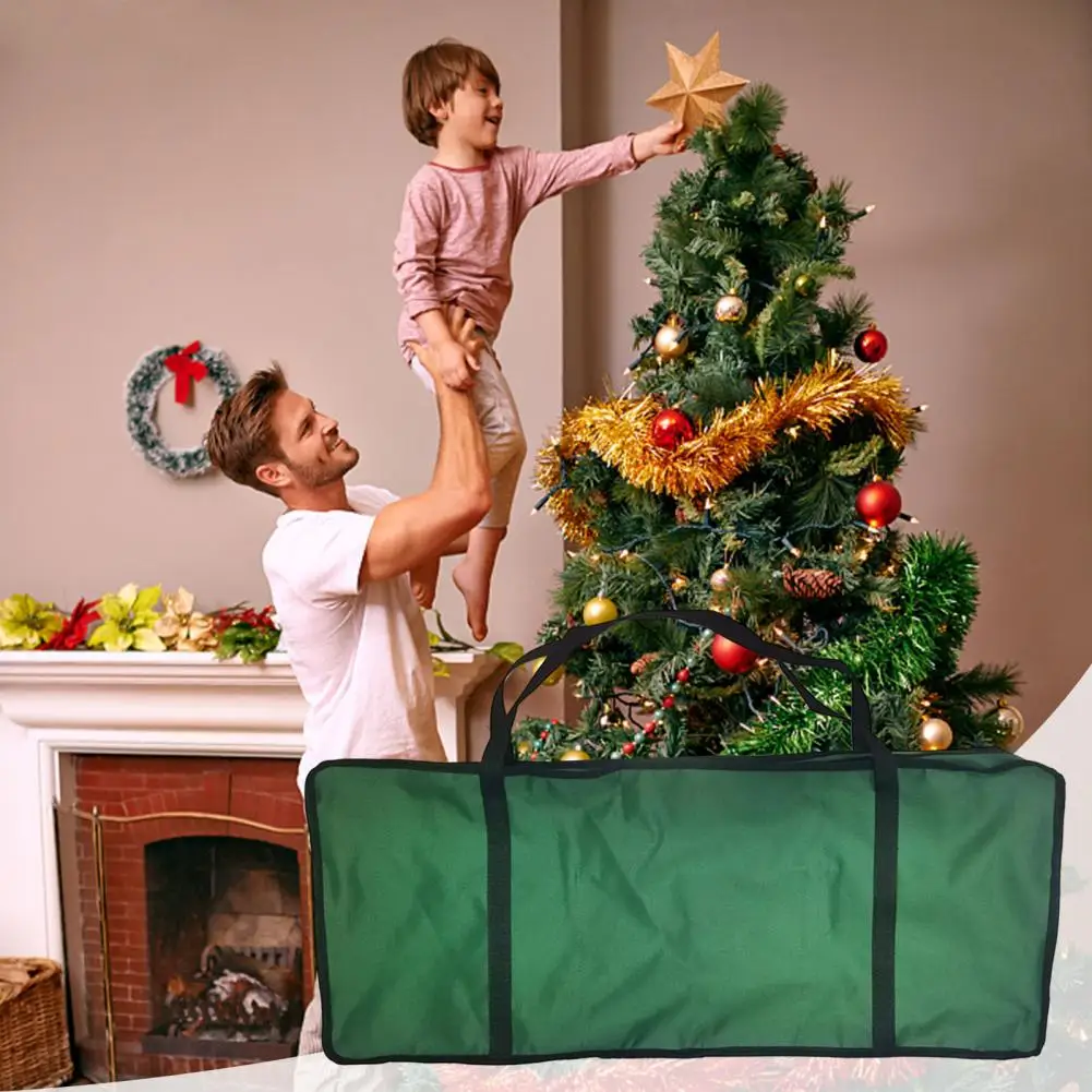 Holiday Gift Wrap Storage Bag Gift Wrapping Organizer Christmas Wreath Storage Bag with Handle Zipper Closure Waterproof