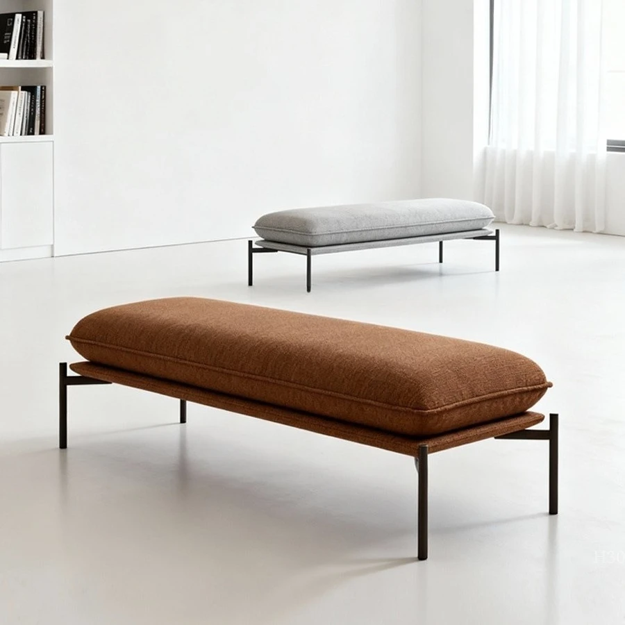Stainless steel, Nordic light luxury bedside stool, high-end sense, clothing store long fabric shoe changing stool