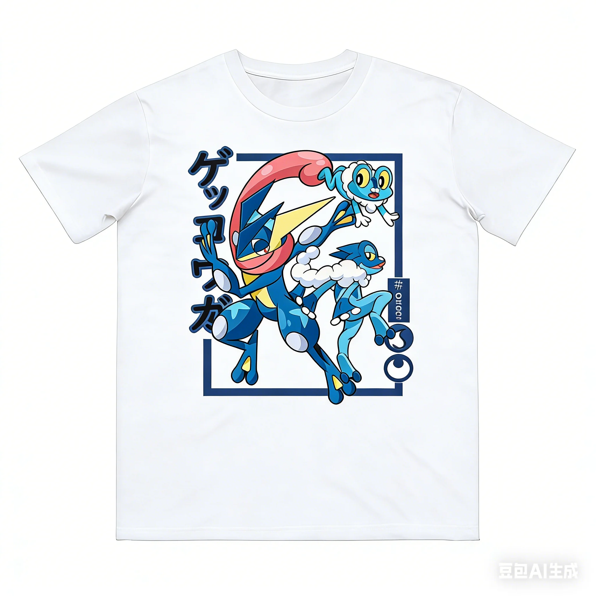 Bandai Pokémon Froakie Evolution Printed Pure Cotton T-shirt for Men Women Summer New Collection Fashion Short Sleeved Shirt