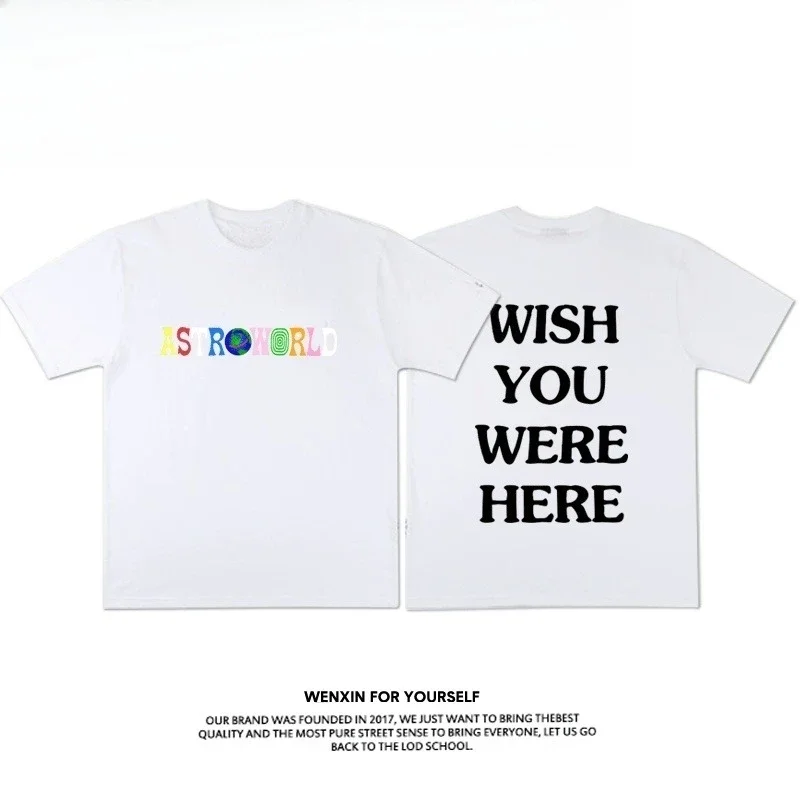 ترافيس سكوت الهيب هوب أستروورلد القطن المطبوع تي شيرتات قصيرة الاكمام الاتجاه الأوروبي والأمريكي الراب الهيب هوب الراب الذكور الذكور