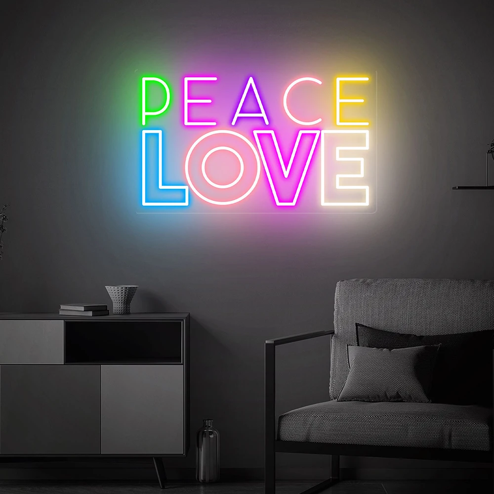 Peace Love Neon Sign Custom Living Room Bedroom Wall Decor Art Led Neon Light Party Event Decoration Neon Bar Pub Sign