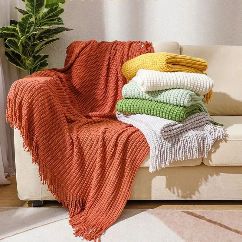 Nordic Throw Blankets Luxury Home Decoration Sofa Cover Knitted Bedspread Office Nap Shawl Blanket Boho Bedroom Bed End Towel
