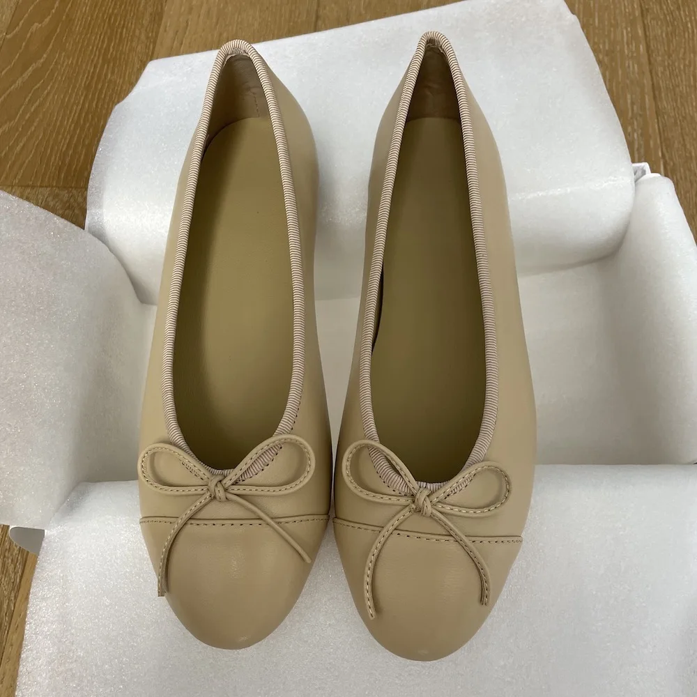 الانزلاق على فراشة عقدة الباليه الشقق جلد طبيعي أحذية نسائية جميلة مختلط الألوان عادية الشقق أحذية السيدات مريحة #1