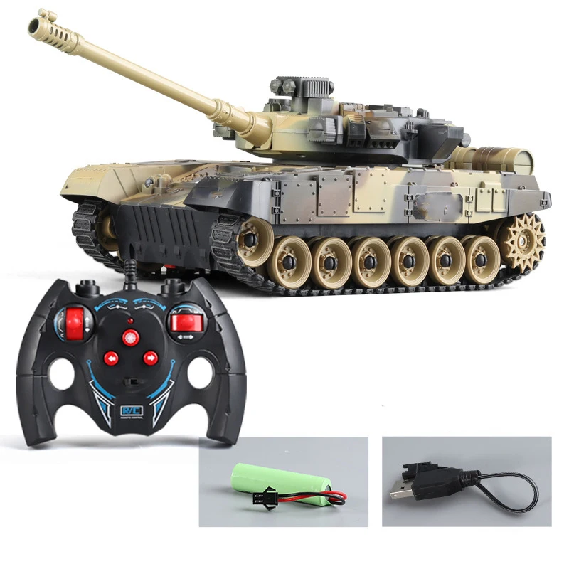 

Kids Gifts Electric RC Tank Battle 2.4G Radio Controlled Car World of Tanks Rotating Turret with Simulation Sound Toys for Boys