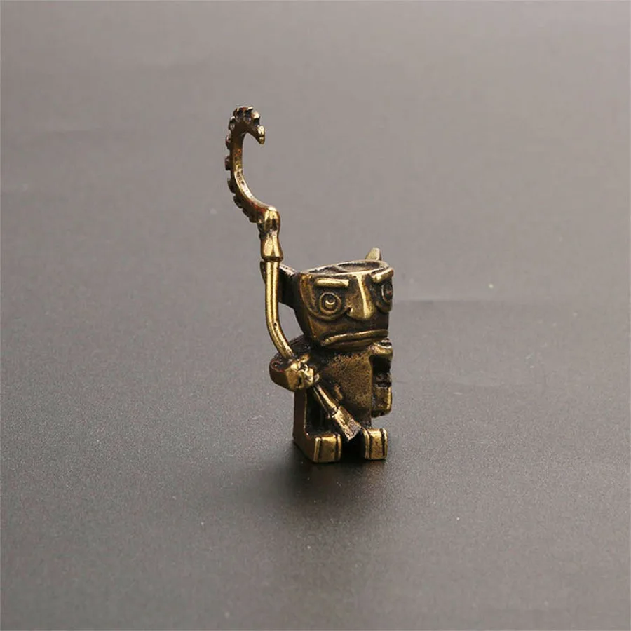 1PC Vintage Brass Guard Ornaments, Cartoon Mini Ancient Character Ornaments, Guard Desktop Ornaments, Brass Crafts