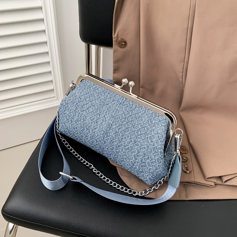 PU Knitting Thread Solid Hasp Evening Bag Fashion Handbag Versatile Shoulder Bag 2024 Hot Sale Bags for Women Bolsas Femininas