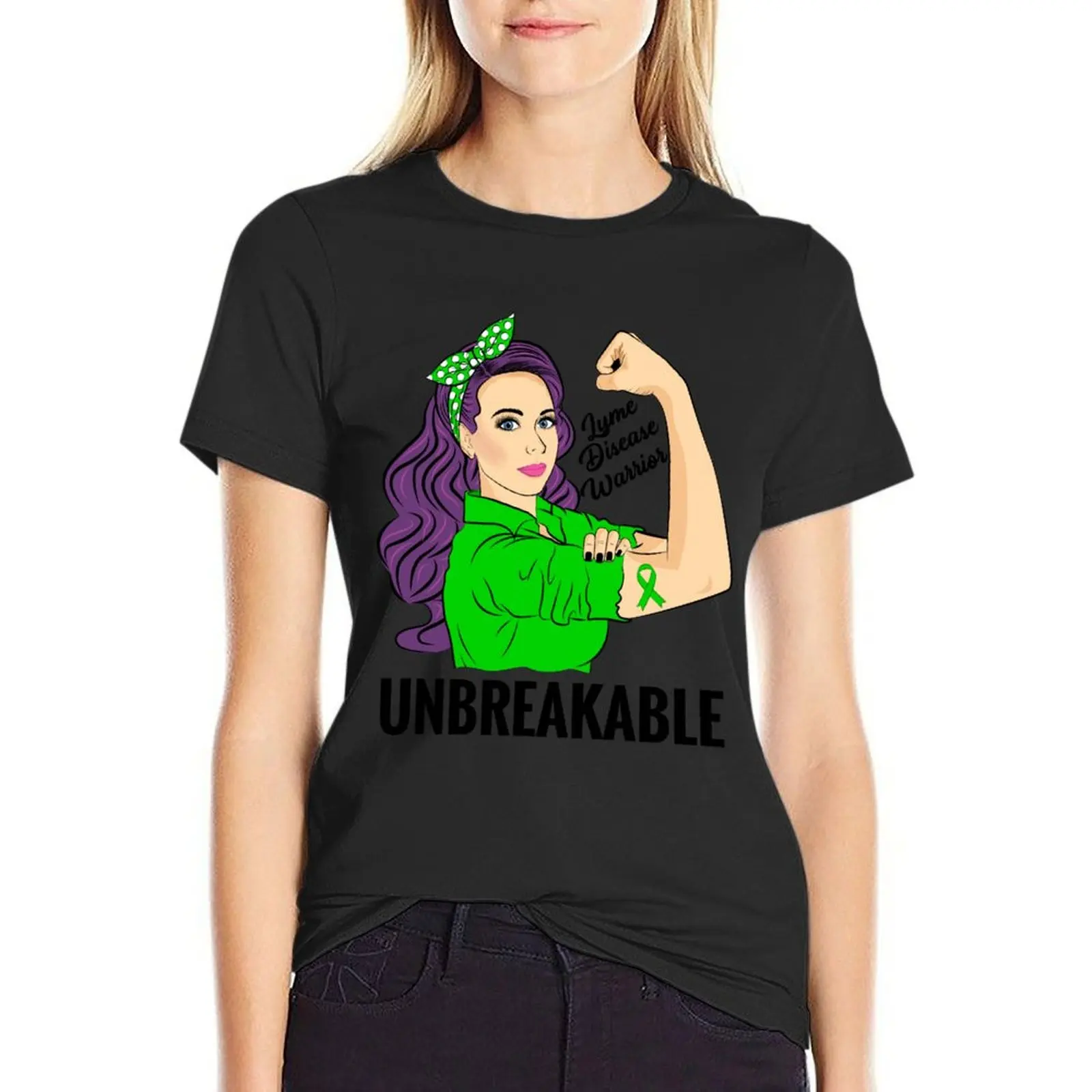 Lyme Disease Warrior Unbreakable Awareness Support T-Shirt new edition kawaii clothes plus size tops Women t-shirts