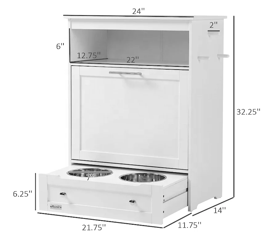 رائجة البيع تغذية وسقي المورد محطة تغذية الحيوانات الأليفة طعام الكلاب خزانة خشبية مع أوعية مرتفعة للكلاب