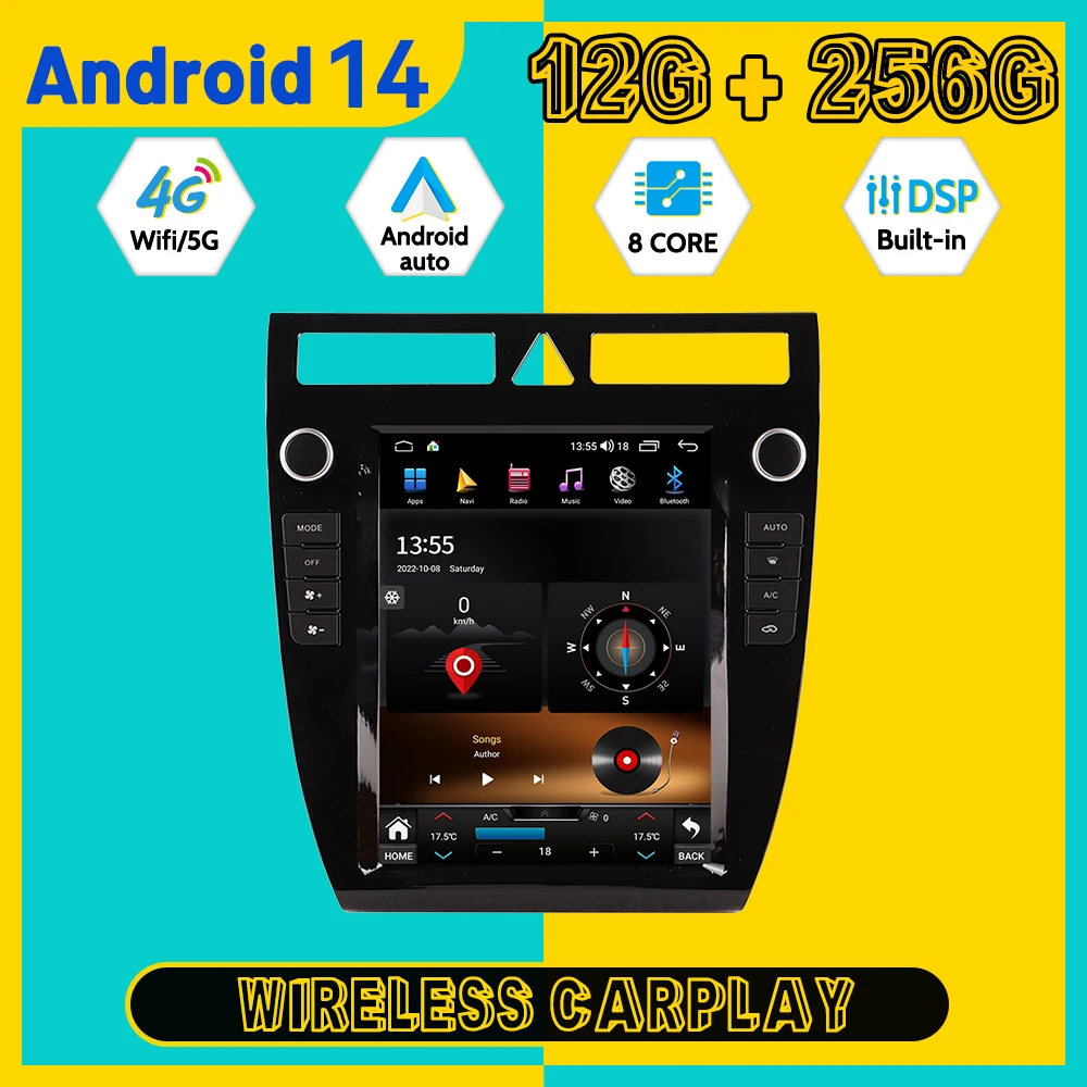 For Audi A6 1999 2000 2001 2002 2003 Android 14 Carplay Car Radio Stereo Automotive Multimedia Player GPS Navigation Head Unit