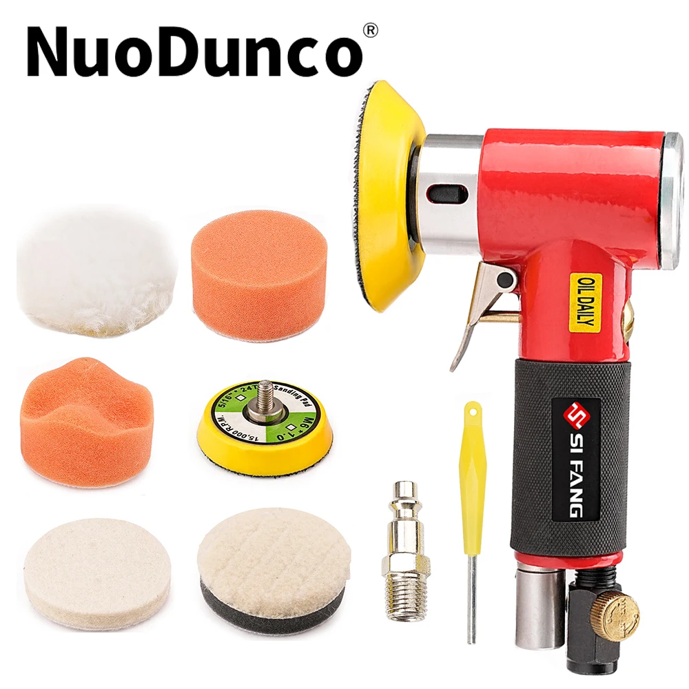 Mini Orbital Air Sander Polisher 90 Degree Handheld Pneumatic Polishing Grinder With Polishing Pad Sponge Disc F Auto Body Work