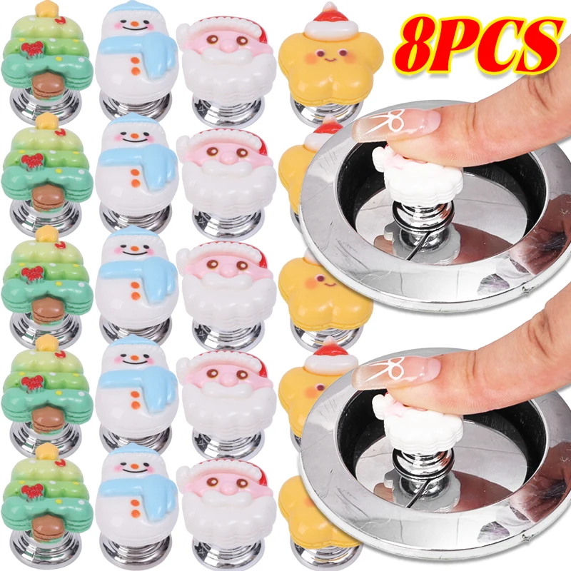 4/1pcs Toilet Presser Santa Claus Self-Adhesive Toilet Press Button Nail Protector Bathing Room Xmas Decor Tank Flush Button