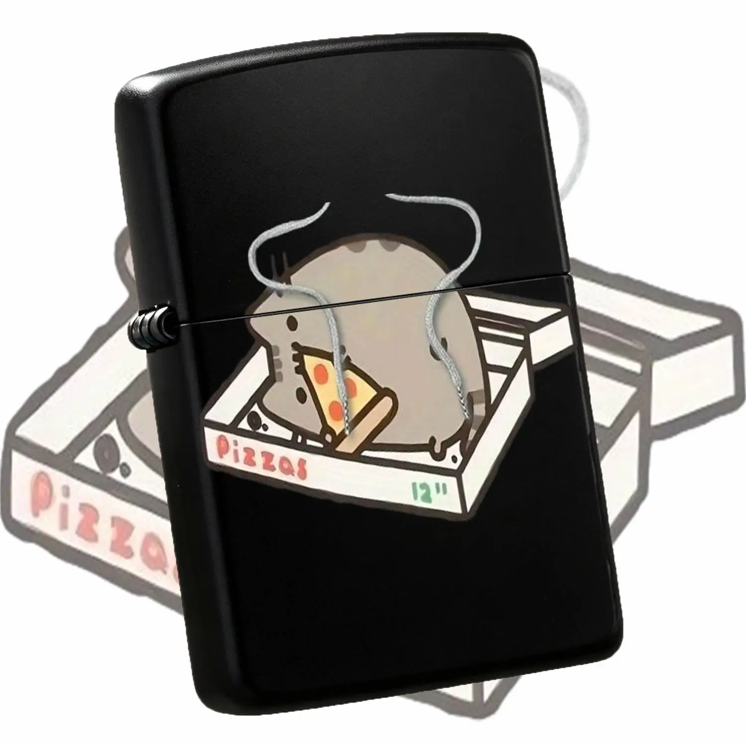 Cute Pizza Cat Printed Lighter, Funny Cartoon Character Design With Hanging Rope, Portable Lightweight Ignition Tool For Candle Camping Kitchen, Ideal Present For Daily Multi-Scene Use, Universal Practical Accessory For A Humorous And Inter