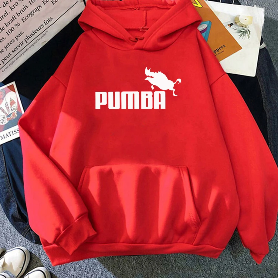 Joke The Pumba Bedruckte Herren- und Damen-Kapuzenpullover, Winter, lange Ärmel, Buchstabe, übergroß, lustig, locker, lässig, Hip-Hop-Paar-Top