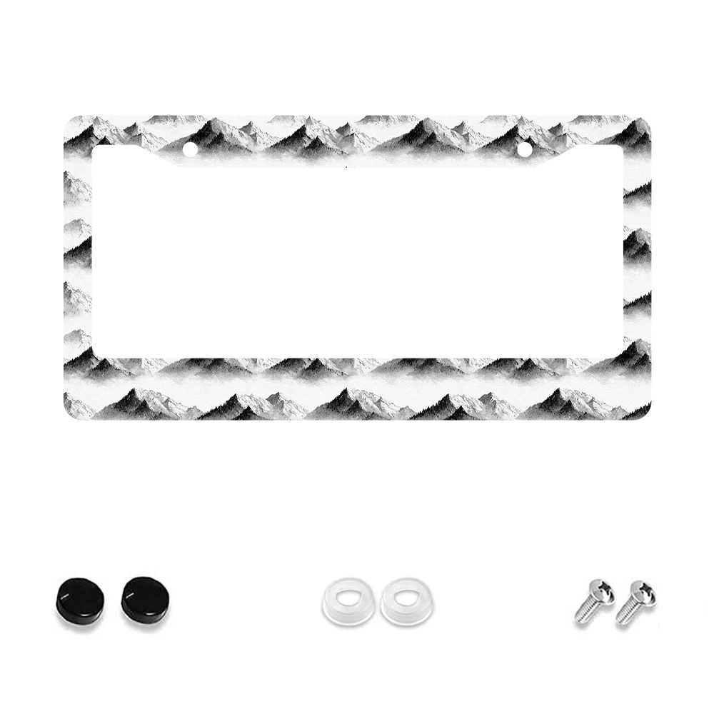 

1 шт. черно-белая рамка номерного знака с 2 отверстиями в виде горного узора, алюминиевый материал, 6x12 дюймов, с набором винтов, новинка в стиле ретро