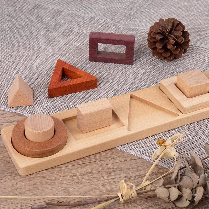 Hochwertiger Säulenblock aus Holz mit geometrischer Form, Eltern-Kind-Interaktion, Puzzle, lustiges interaktives Spielzeug, bestes Geschenk zum Geburtstag des Babys