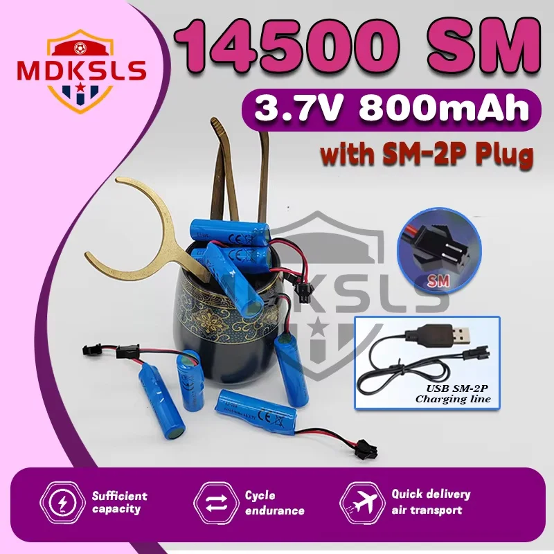 New 3.7V 800mah 14500 rechargeable Li-ion Battery SM Plug and Charger set For C2 D828 RC Stunt Dump Car Toys Accessories RC Car