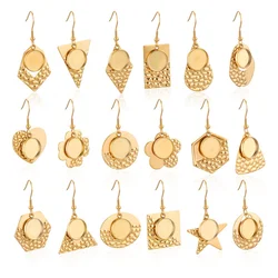 10pcs Earring Bezel Trays 18K Gold Earring Hook Blanks Cabochon Ear Wire for DIY Resin Jewelry Making Supplies