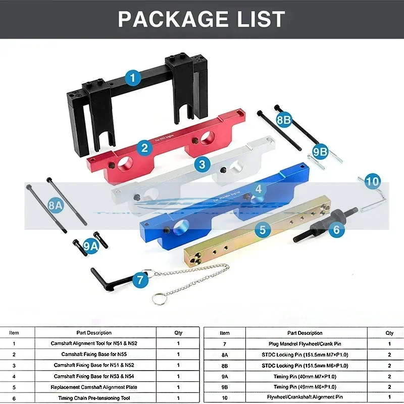 Vehicle Camshaft Alignment Locking Engine Timing Tool Kit for N51, N52, N53, N54, N55