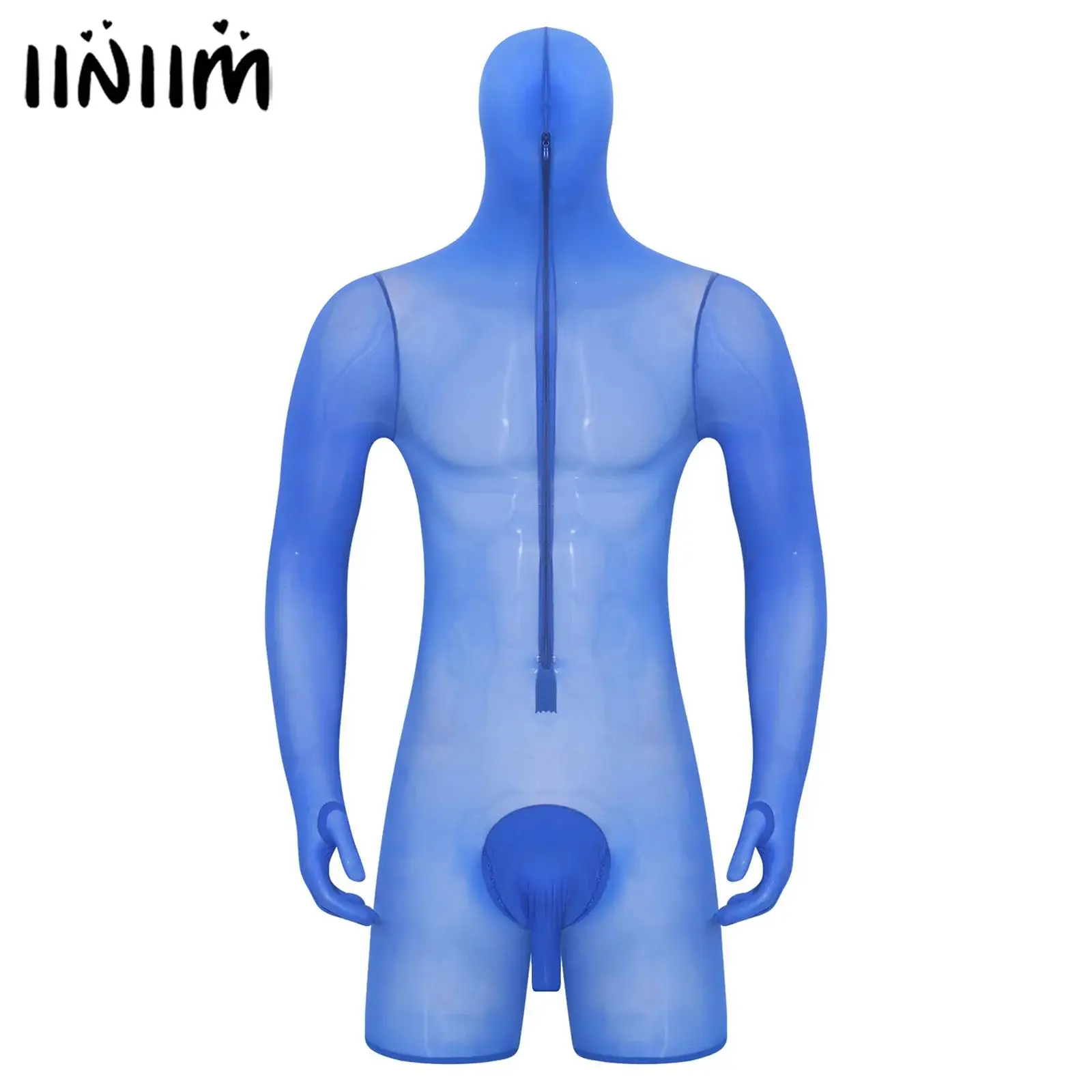 

Мужское нижнее белье, трико с глянцевой оберткой, боди, нижнее белье на молнии спереди, длинные перчатки с рукавами, выпуклостью, промежность, сексуальный комбинезон