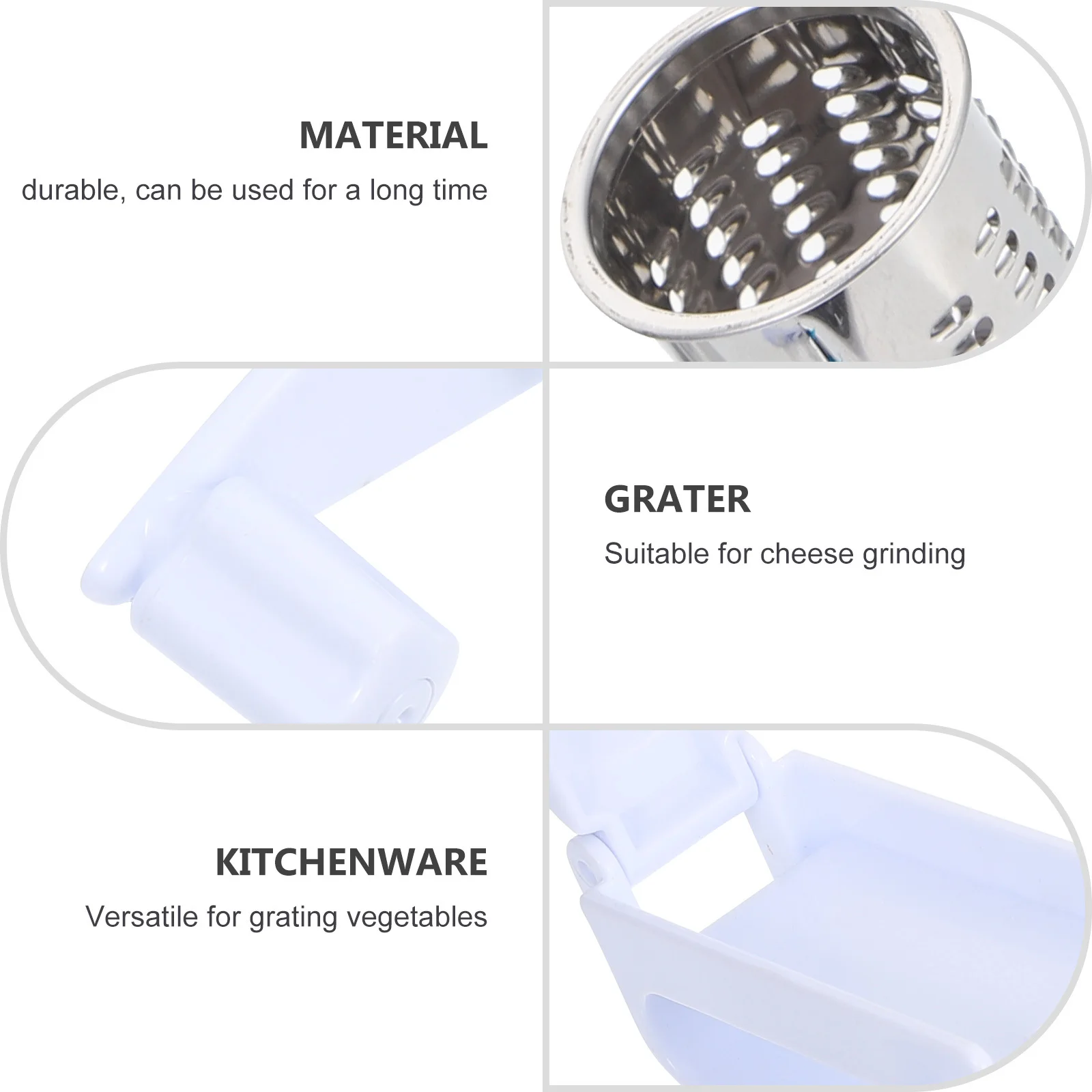 مجموعة واحدة من مبشرة الجبن المصنوعة من الفولاذ المقاوم للصدأ، أداة دوارة يدوية احترافية، مقبض PP، أداة مطبخ متعددة الأغراض سهلة التنظيف #4