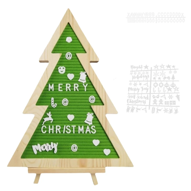 Christmas Felt Letter Board, Tree Designs with 170Characters and Stand for Festival Messages Changeable Letter