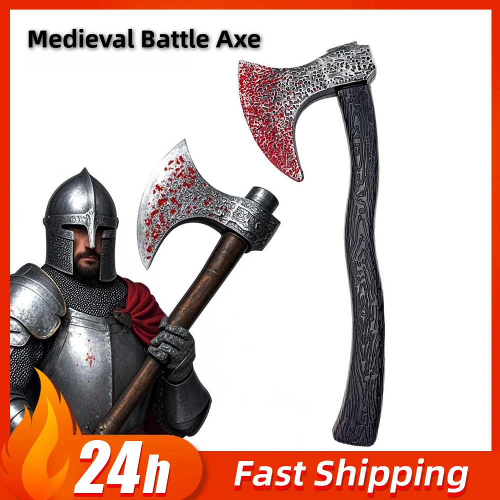 45cm Halloween Peripherals Medieval Battle Axe Cosplay Costume Props Party Toy PU Replica weapons Models Ornaments Boys Gifts