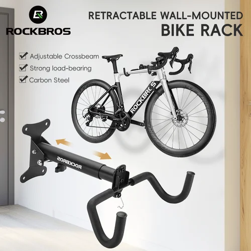 ROCKBROS-portabicicletas de montaje en pared para garaje, hogar, ajustable, gancho Horizontal para bicicleta, soporte para bicicleta de montaña y carretera reforzado engrosado