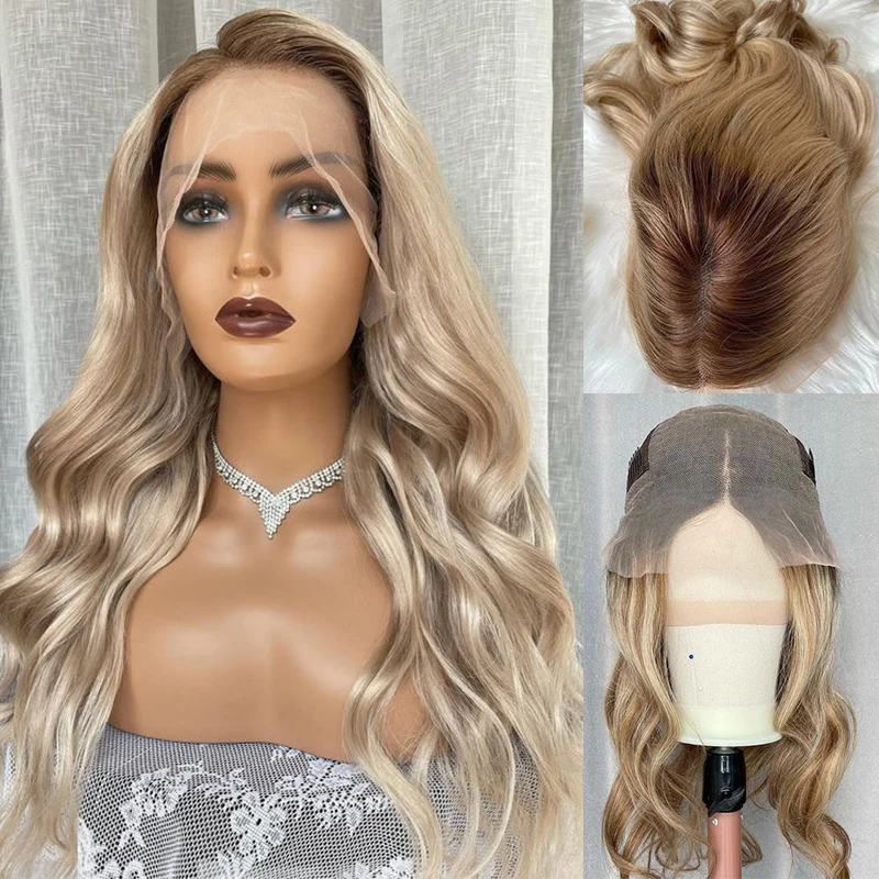 

Honey Blonde Chocolate Balayage Highlights Full Lace Wig 100% Premium Virgin Human Hair HD Invisible Lace Front Wig 150 Density