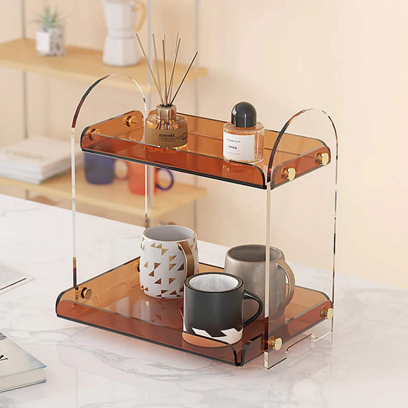 High value cosmetics storage rack acrylic washing table desktop rack multi-layer light luxury