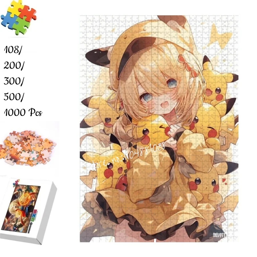 

Pokemon Pikachu Anime Girl Jigsaw Puzzle 108 200 300 500 1000 Pieces Educational Toys for Adults Kid Home Decor Family Game Gift