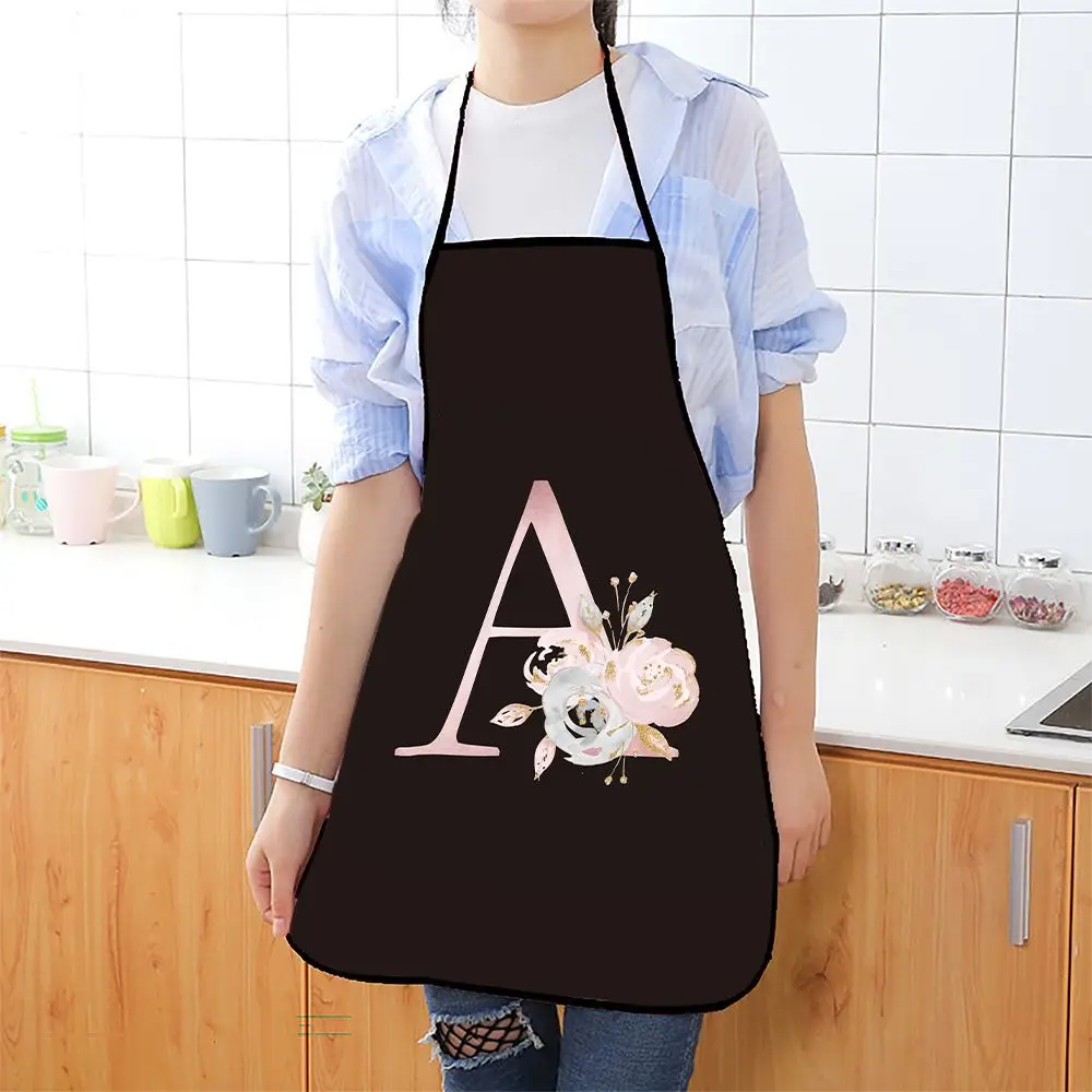 Custom Letter Print Apron Floral Pattern, Fashion Kitchen Wear for Women & Men, Unique Gift for Cooks