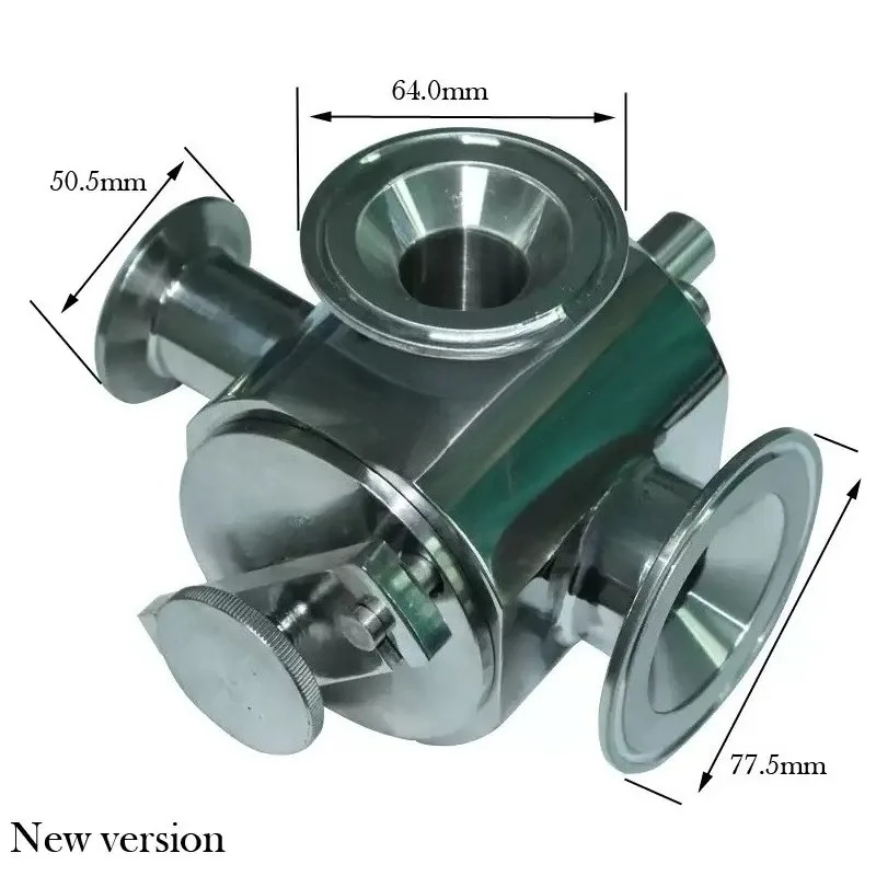 Food Sanitary 304 Stainless Steel Pneumatic Three Way Rotary Transfer Valve Paste Filler Fluid Pipe Fitting Accessories