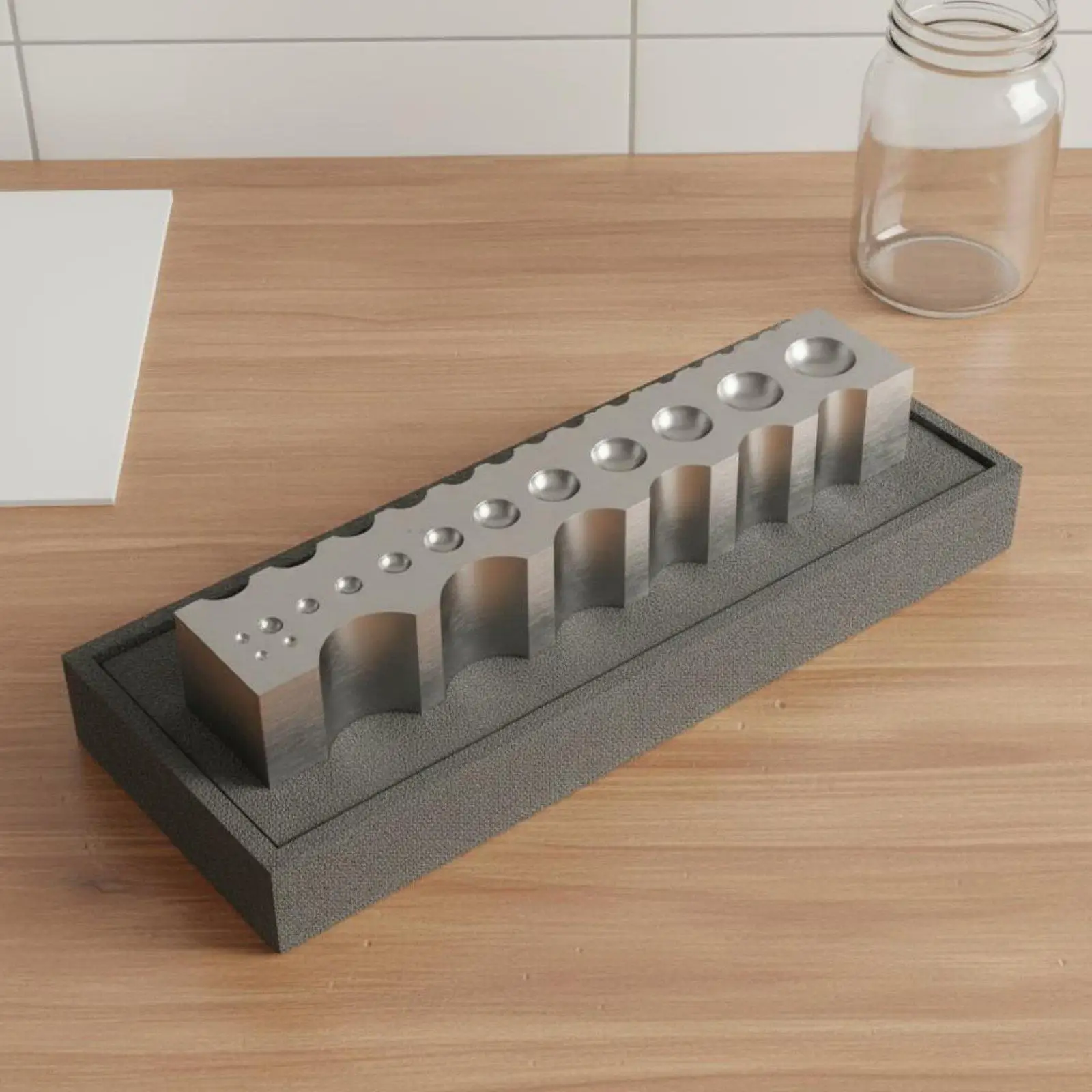Metal Forge Jewelry Mold Steel Block for Band Forming Tool with Hemispherical Grooves for Goldsmith Bench and Repair Work