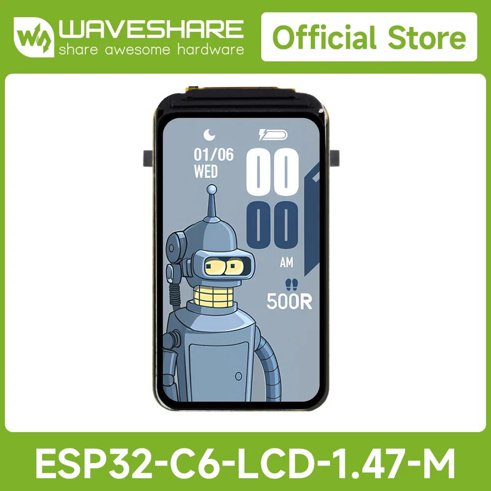 Waveshare ESP32-C6 1.47inch Display Development Board, 160MHz Single-core Processor 172×320, 262K, , ESP32 With Display