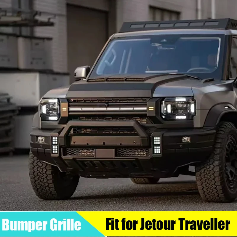 

Car Front Bumper with Light Grille Fit for JETOUR Traveler T2 2023-2025 Mars Explorer Kit Auto Front Grille Car Exterior Parts