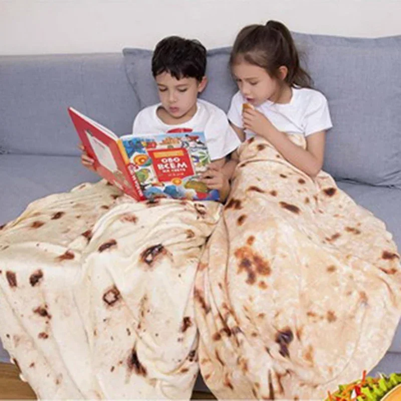 1pc Soft and Warm Mexican Tortilla Pancake Print Flannel Blanket for Couch, Sofa, Office, Bed, Camping and Traveling