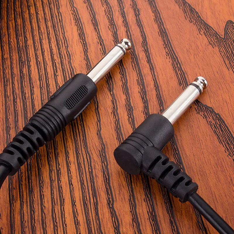 3 5M/ 10 Feet Instrument Guitar Audio Cable 1/4-Inch 6.35mm Straight To Right Angle Plug Black ABS Jacket with 3 Adapters