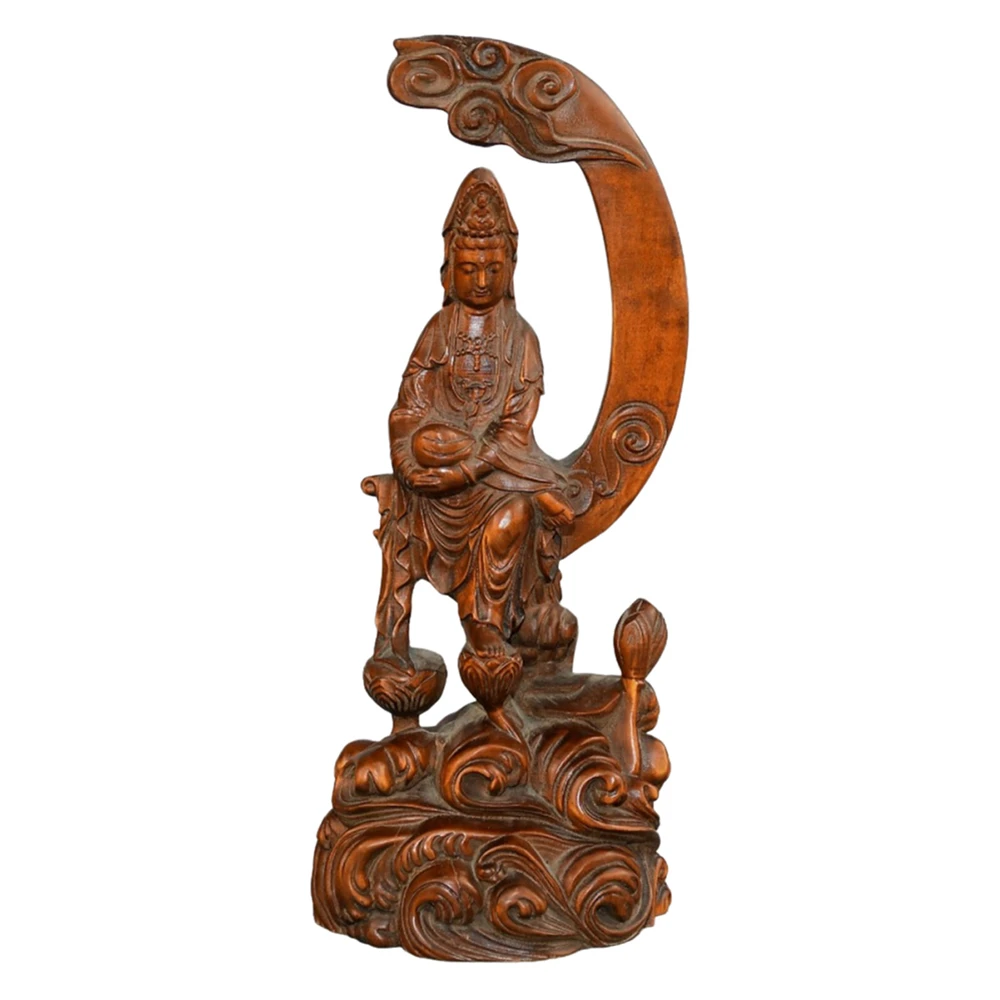 Statues en bois pour décoration de maison, Guanyin sculpté, compassion, paix, miséricorde, bénéférence, sérénité, grâce, dévotion, pureté, bénédiction