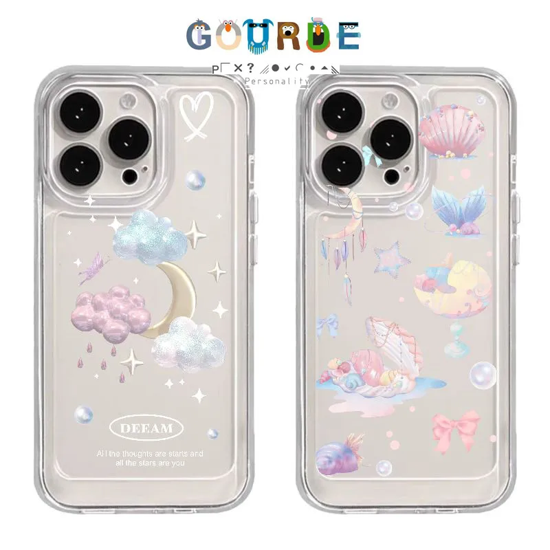 Gourde Cute Moon Shell Phone Case for IPhone 16 15 14 12 13 11 Pro Max IP 7 8 Plus Iphon X XS XR XsMax Shockproof Casing