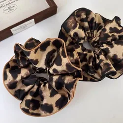 Double-layer Leopard Print Hair Scrunchie Oversize Hair Ring Ponytail Elastic Stretchy Hairband Rope for Woman Hair Accessories