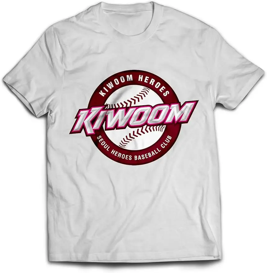 Винтажная Футболка Kiwoom с героями-KBO-логотип-классика-Футболка-короткие женские-унисекс-толстовка с длинным рукавом и круглым вырезом-толстовка из плотной смесовой ткани-футболка