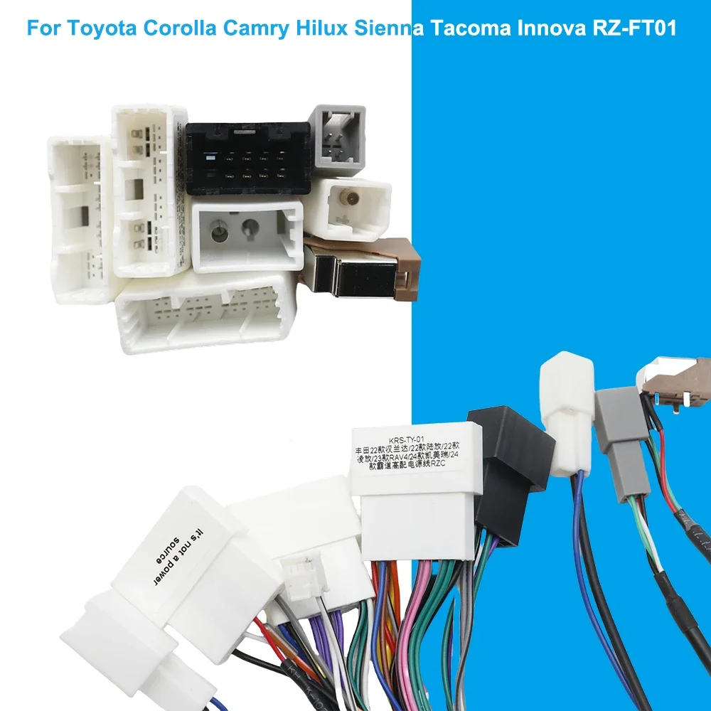 Car Wiring Harness Adapter Canbus Box Android Power Cable For Toyota Corolla Camry Hilux Sienna Tacoma Innova RZ-FT01