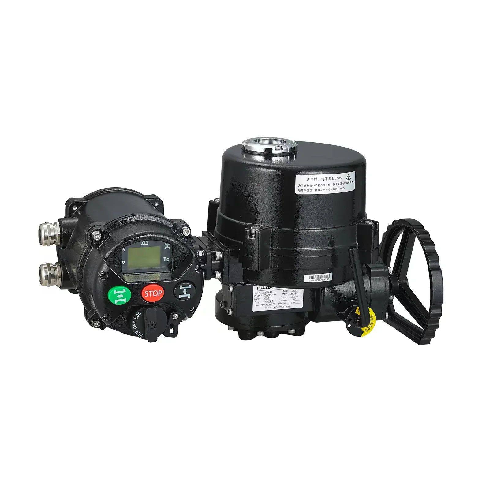 LQ2-20-SF1 Smart Non-intrusive electric valve actuator 200Nm torque,operation time is 28s,380VAC,40W/0.3A,IP67F07/F10