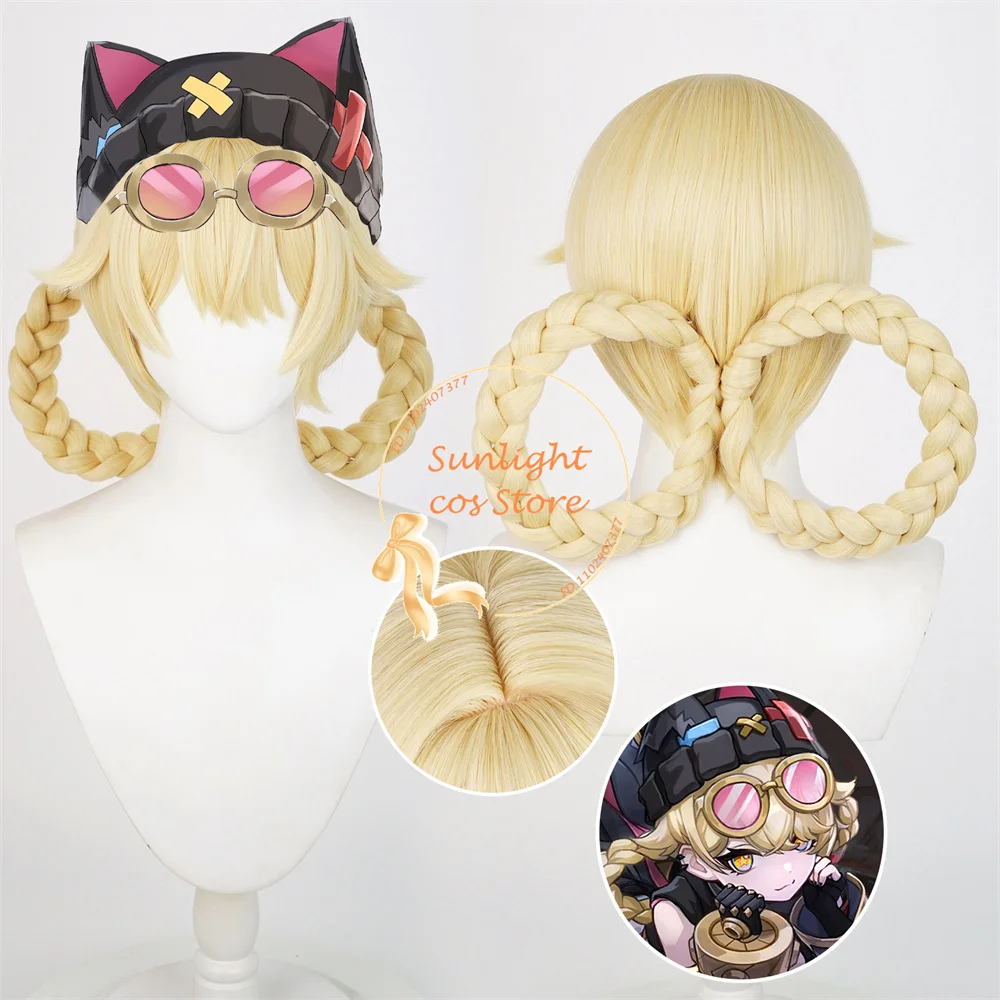 

Jahoda Cosplay Wig 30cm Golden Wigs With Twisted Braid Hair Tie Heat Resistant Synthetic Hair For Women Halloween Cos Anime Wig